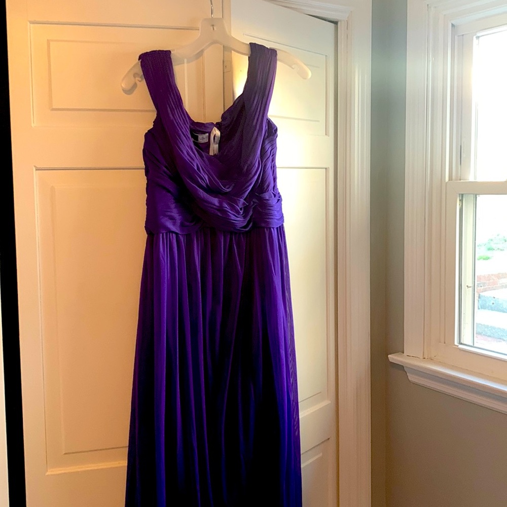 Off the shoulder dress.